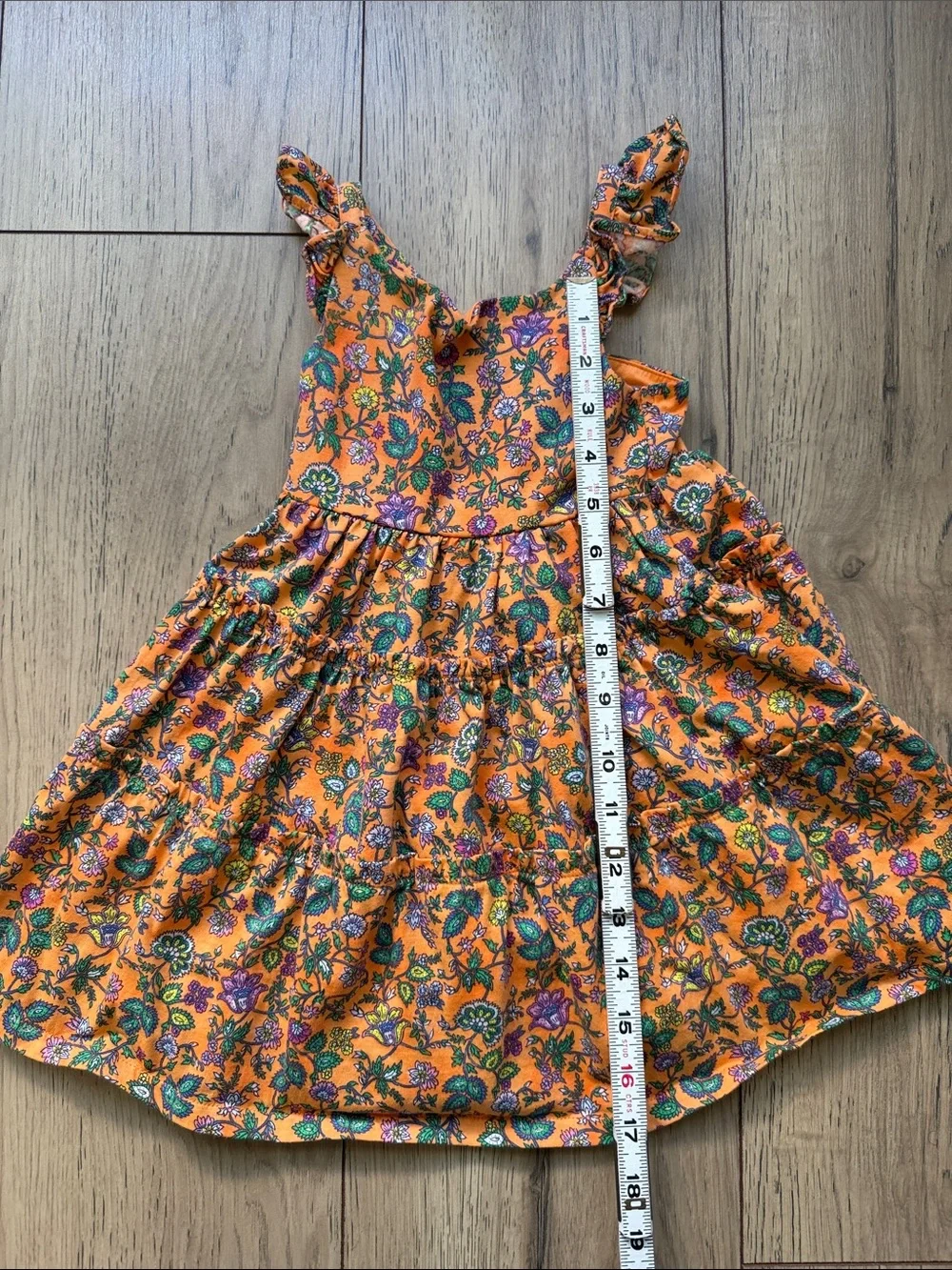 Ralph Lauren Girls 18M Orange Floral Tiered Sundress with Matching Bloomers